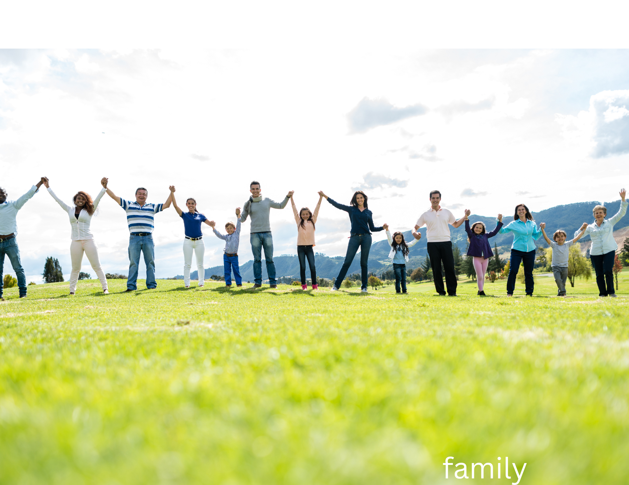 large family holding hands